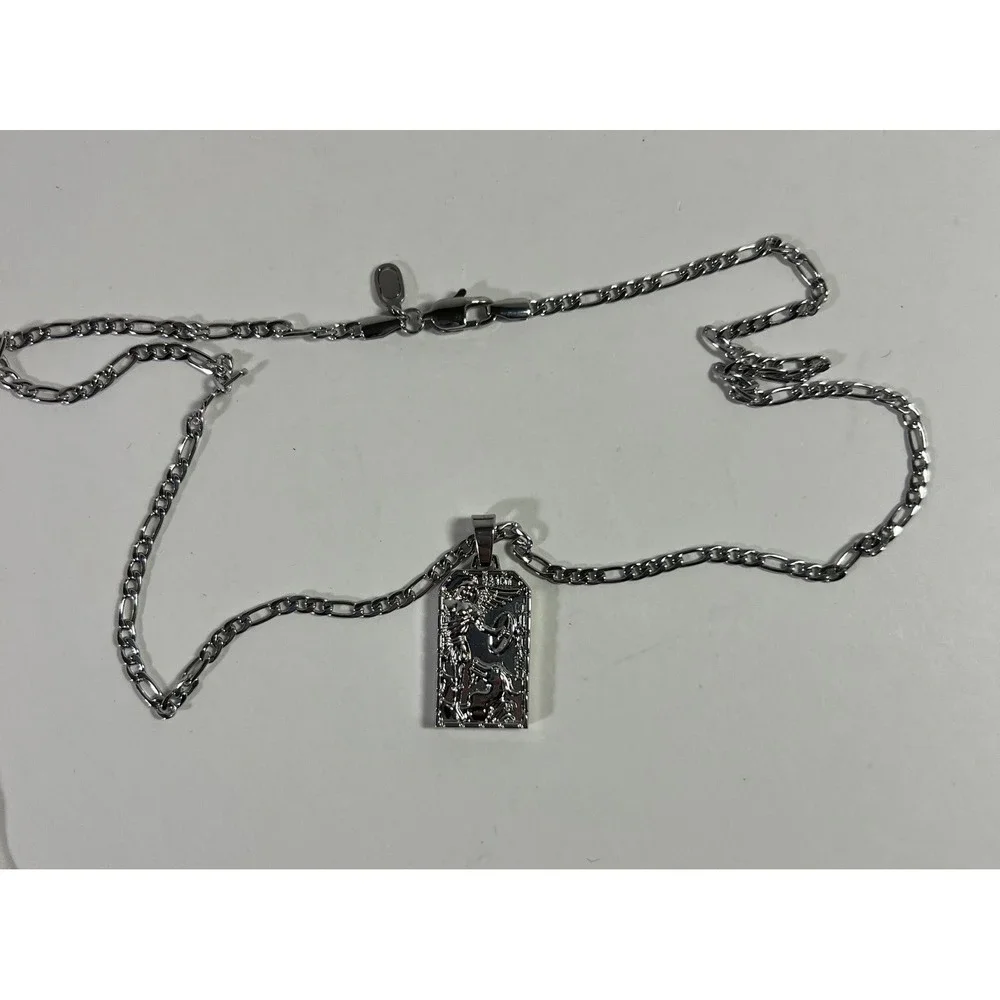 CraftD London St Michaels Necklace 316L Stainless Steel & Triple Coated Rhodium